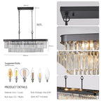 Industrial Rectangular Crystal Chandelier
