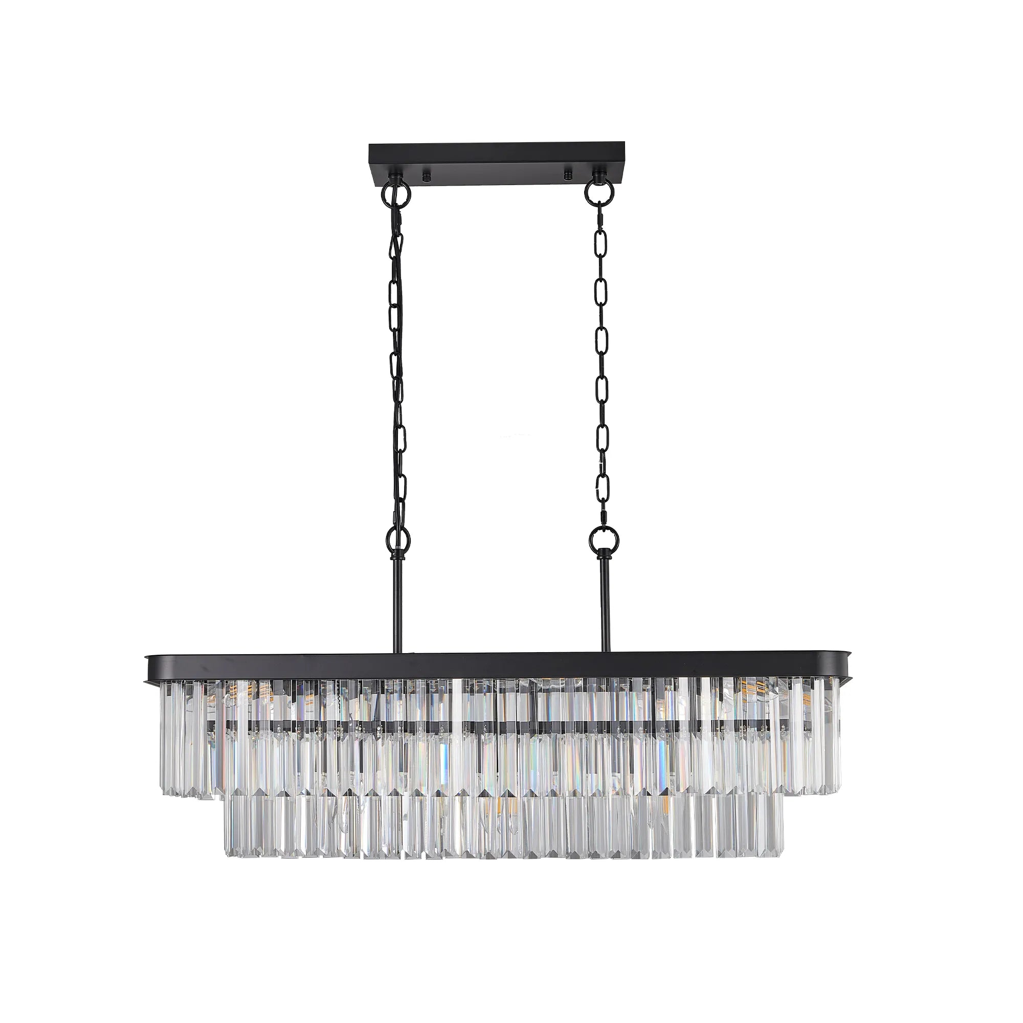 Industrial Rectangular Crystal Chandelier