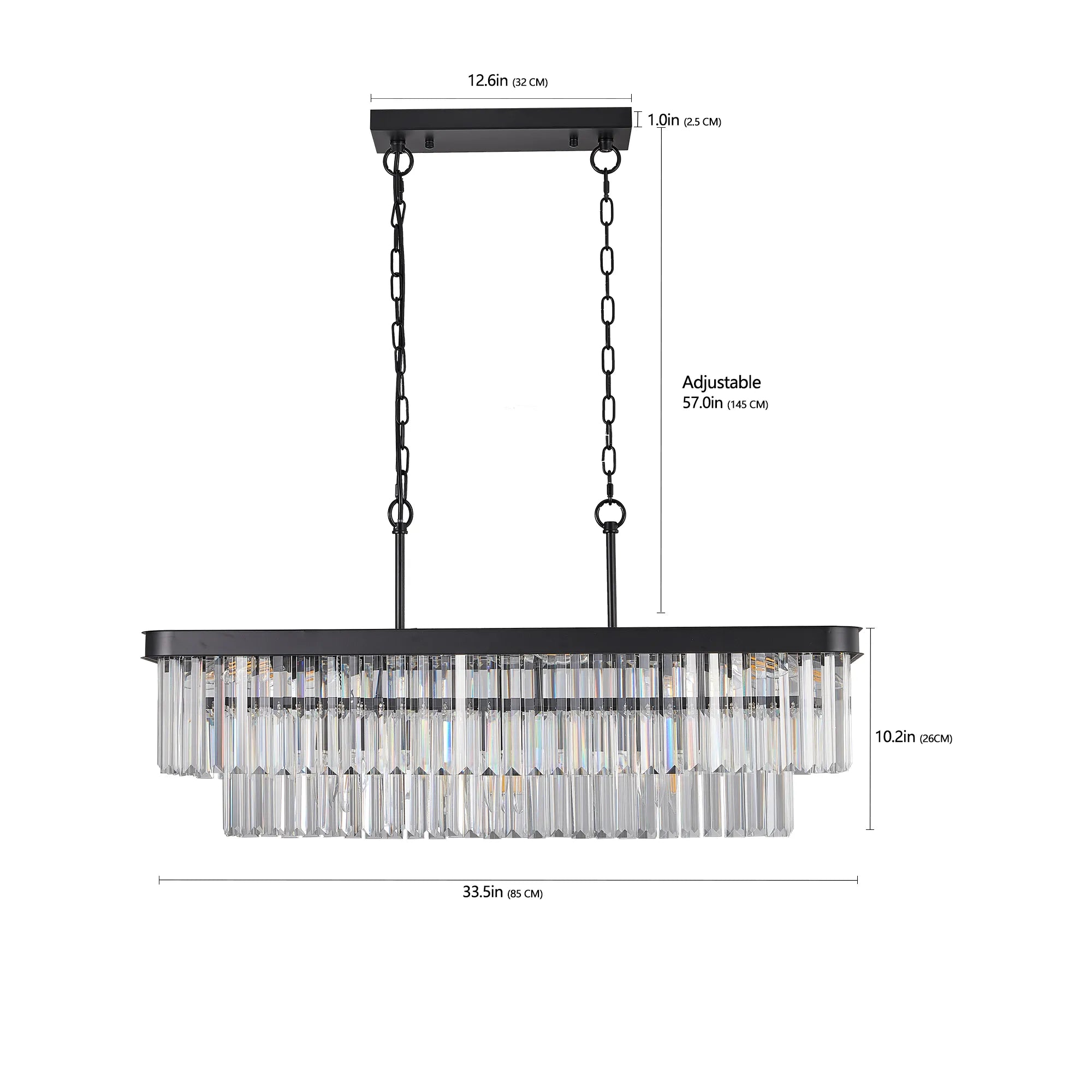 Industrial Rectangular Crystal Chandelier