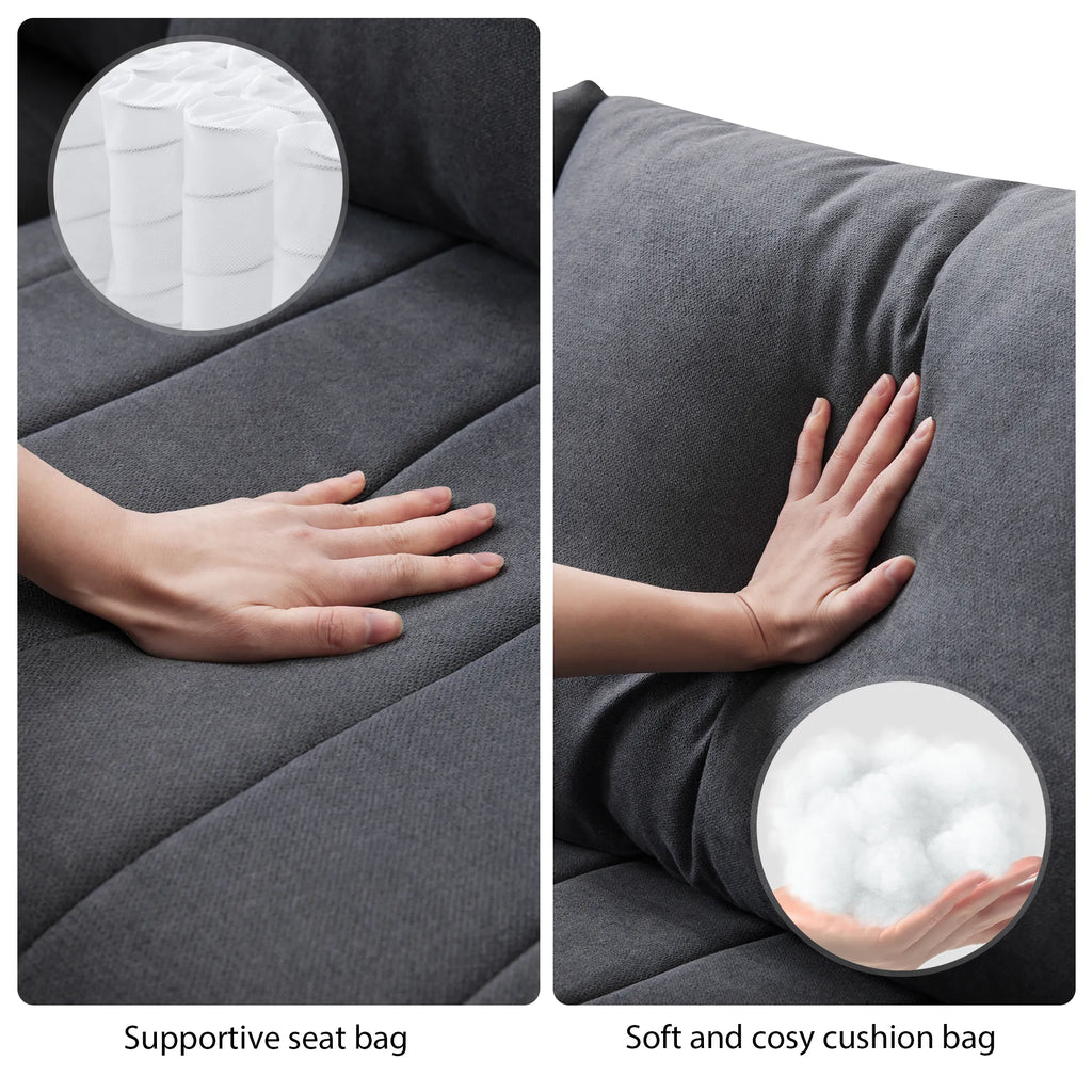 L-Shape Modern Sectional Sofa with Convertible Ottoman