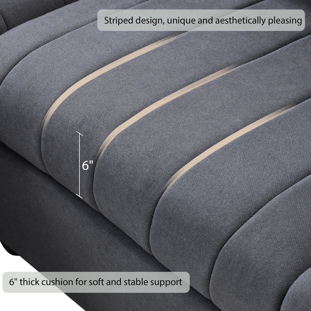 L-Shape Modern Sectional Sofa with Convertible Ottoman