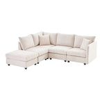 L-Shape Modern Sectional Sofa with Convertible Ottoman