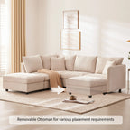 L-Shape Modern Sectional Sofa with Convertible Ottoman