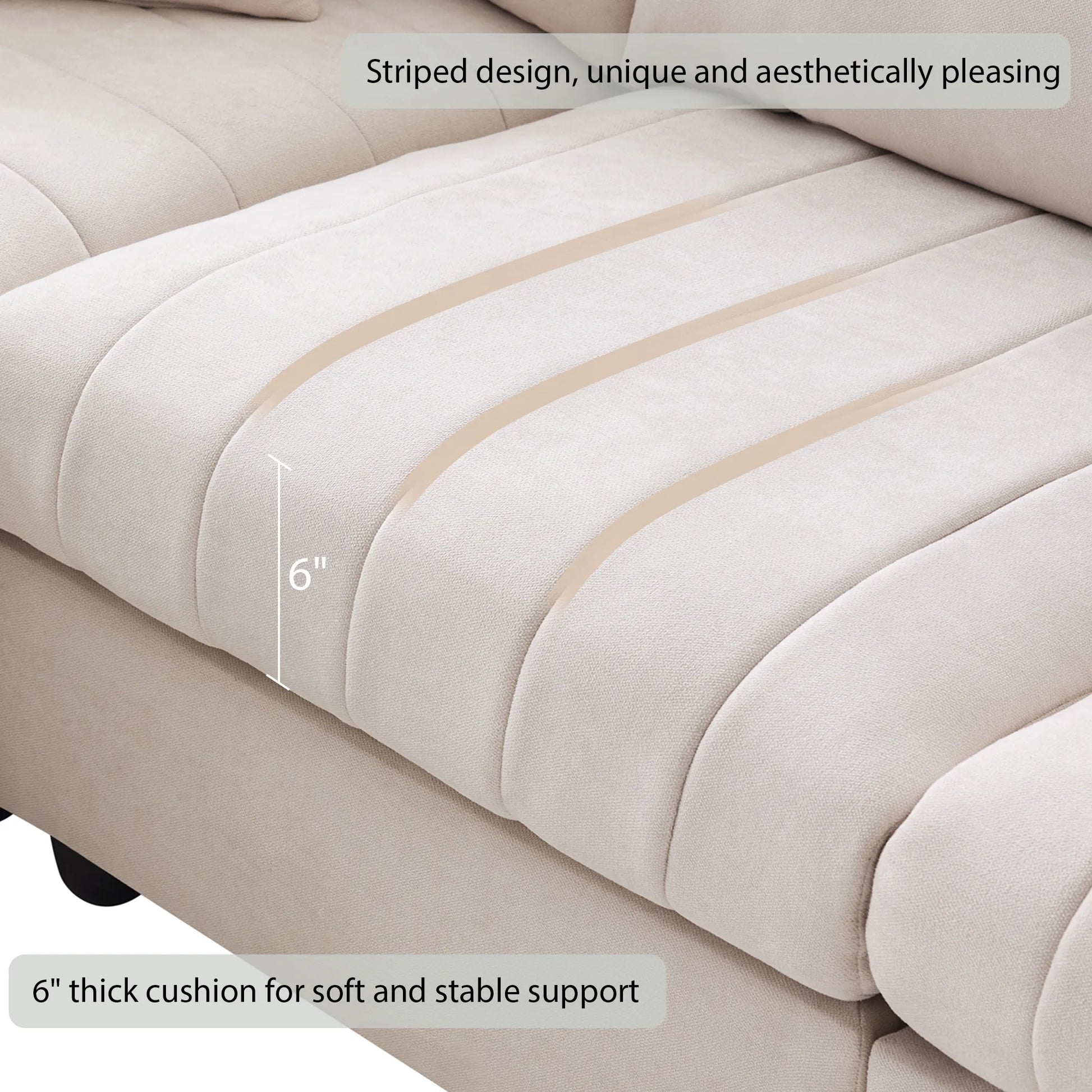 L-Shape Modern Sectional Sofa with Convertible Ottoman