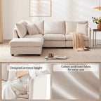 L-Shape Modern Sectional Sofa with Convertible Ottoman