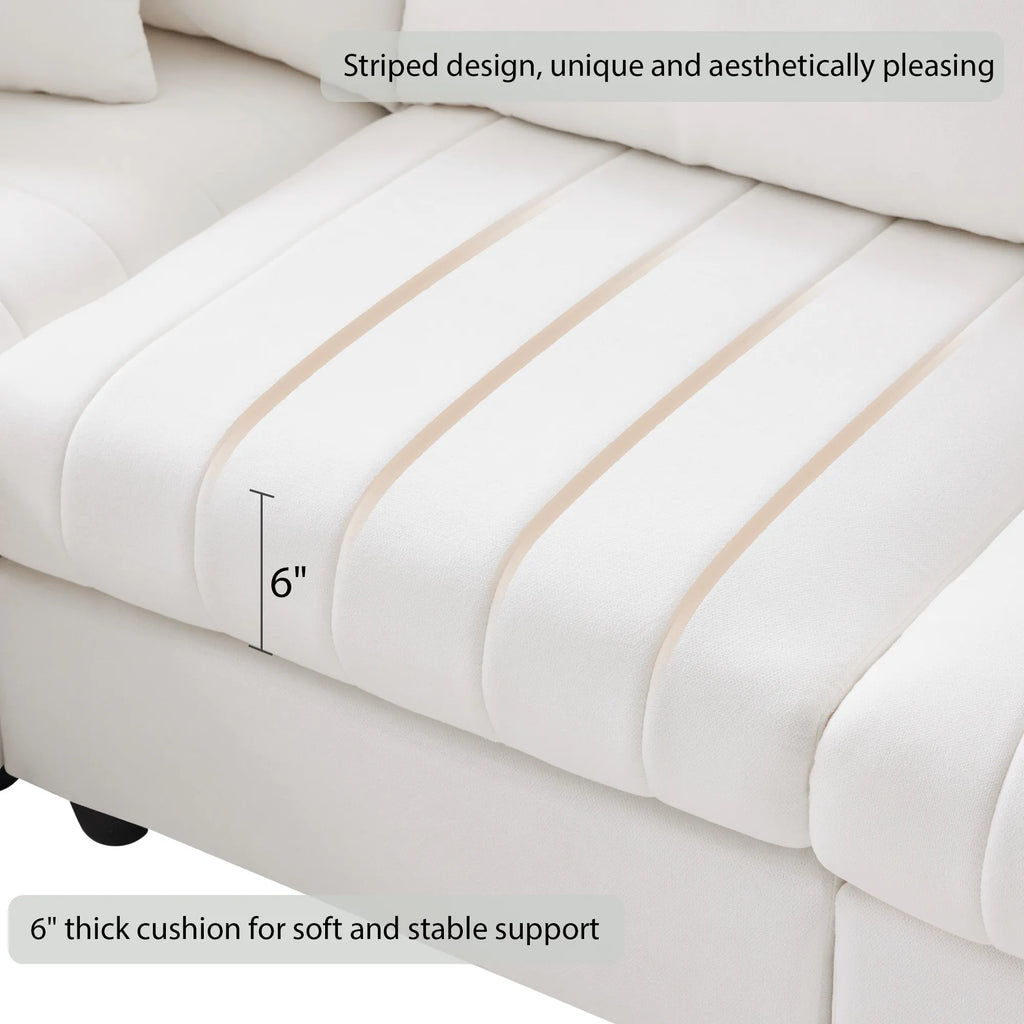 L-Shape Modern Sectional Sofa with Convertible Ottoman