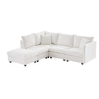 L-Shape Modern Sectional Sofa with Convertible Ottoman