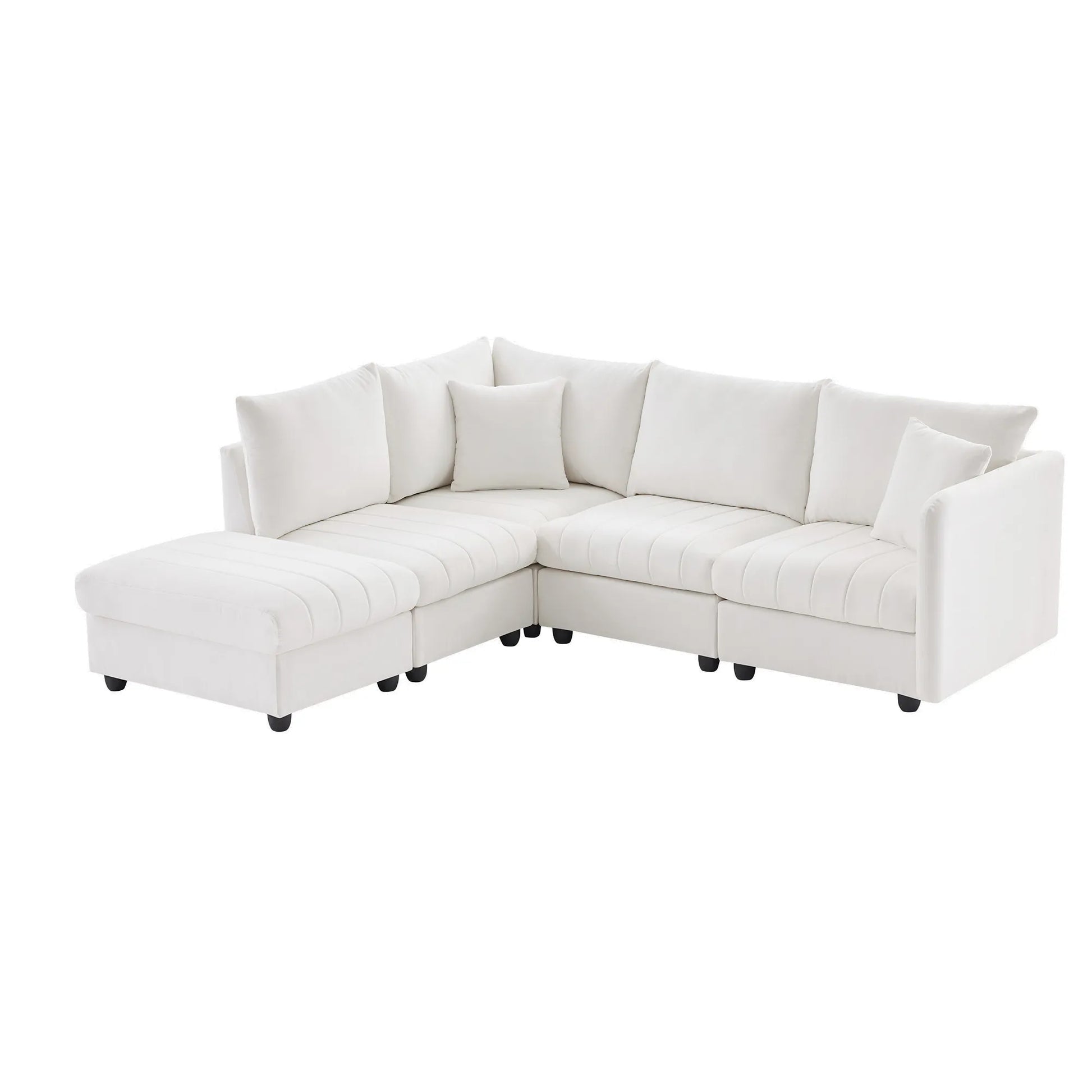 L-Shape Modern Sectional Sofa with Convertible Ottoman