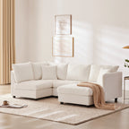 L-Shape Modern Sectional Sofa with Convertible Ottoman