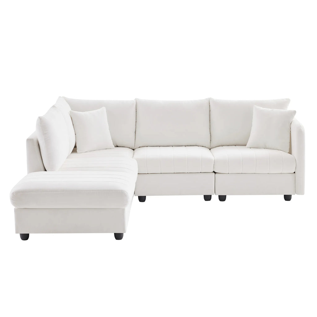 L-Shape Modern Sectional Sofa with Convertible Ottoman