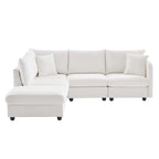 L-Shape Modern Sectional Sofa with Convertible Ottoman