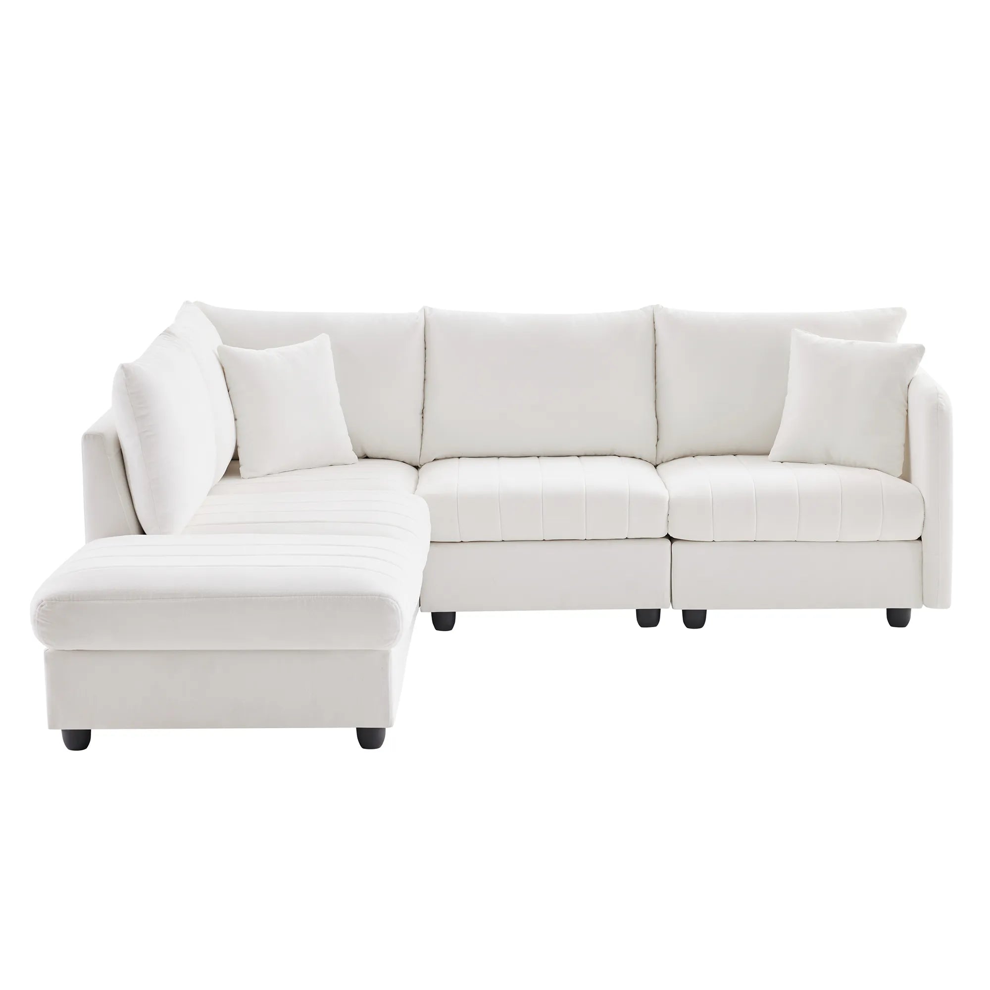 L-Shape Modern Sectional Sofa with Convertible Ottoman