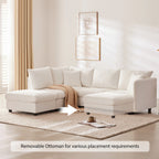 L-Shape Modern Sectional Sofa with Convertible Ottoman