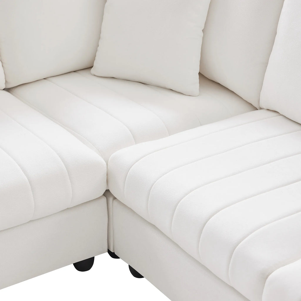 L-Shape Modern Sectional Sofa with Convertible Ottoman