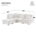 L-Shape Modern Sectional Sofa with Convertible Ottoman