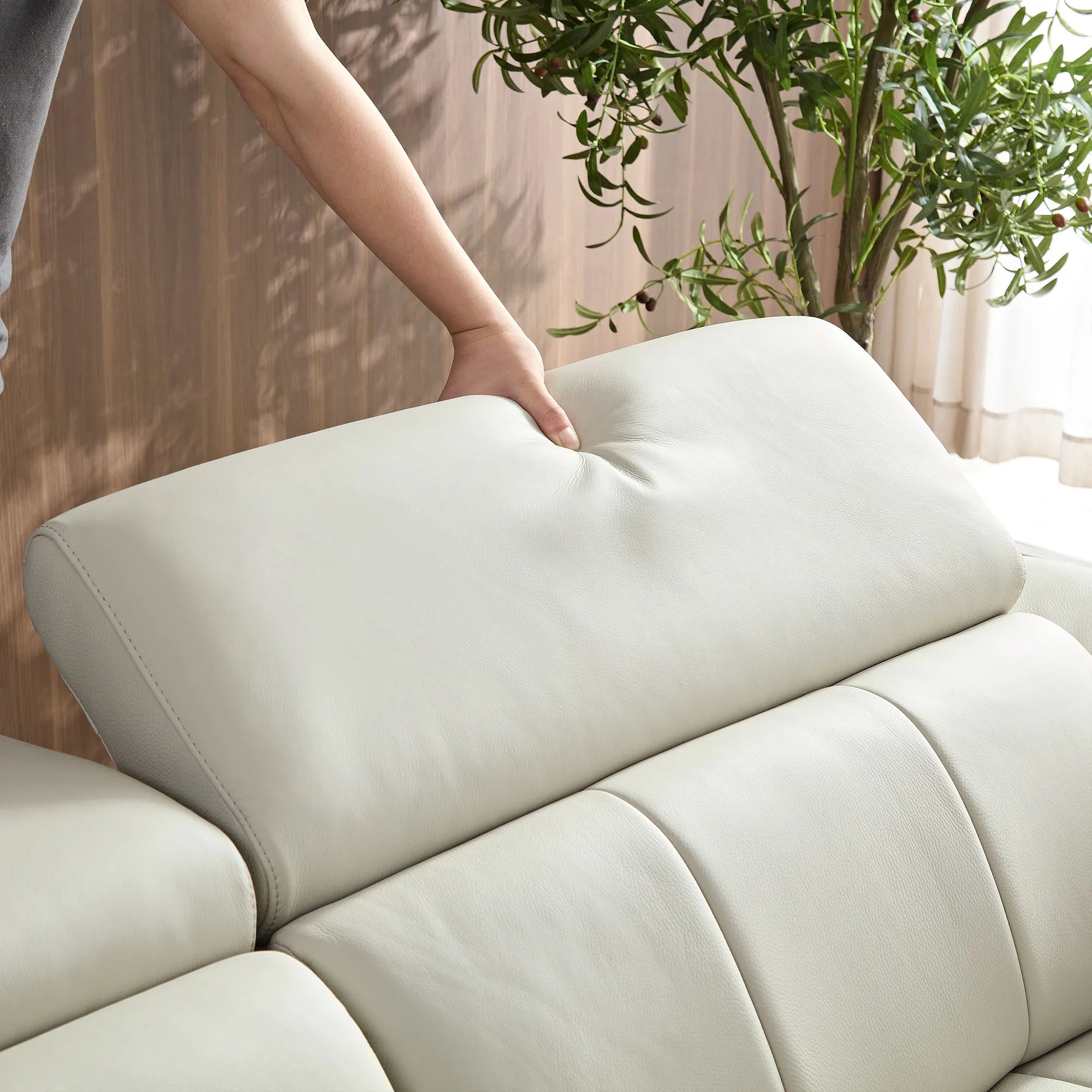 3 Seater L Shape Leather Modern Power Reclining Sofa