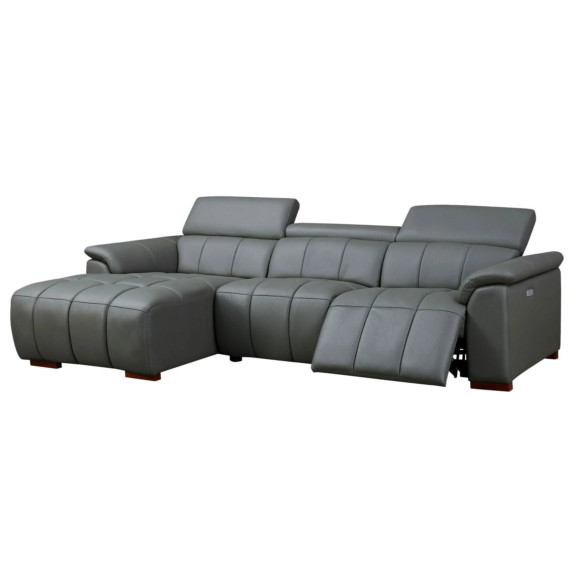 3 Seater L Shape Leather Modern Power Reclining Sofa
