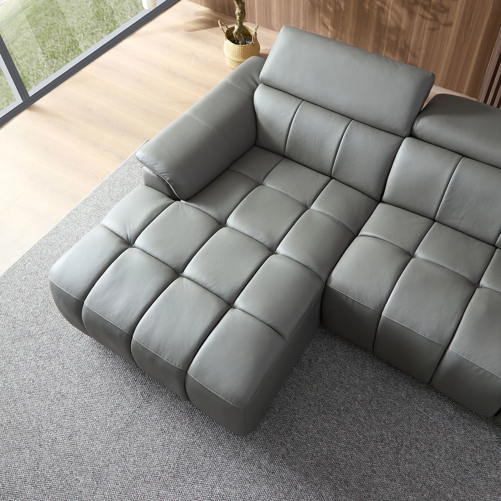 3 Seater L Shape Leather Modern Power Reclining Sofa