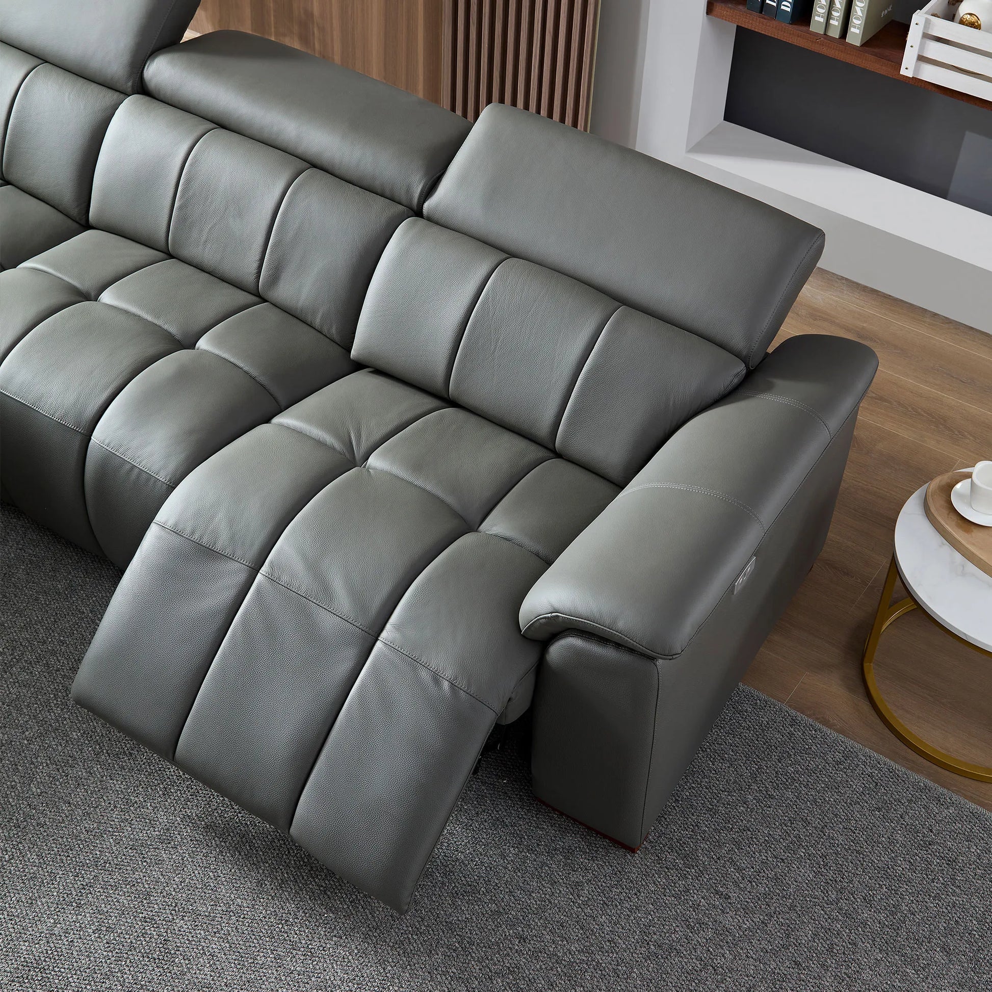 3 Seater L Shape Leather Modern Power Reclining Sofa