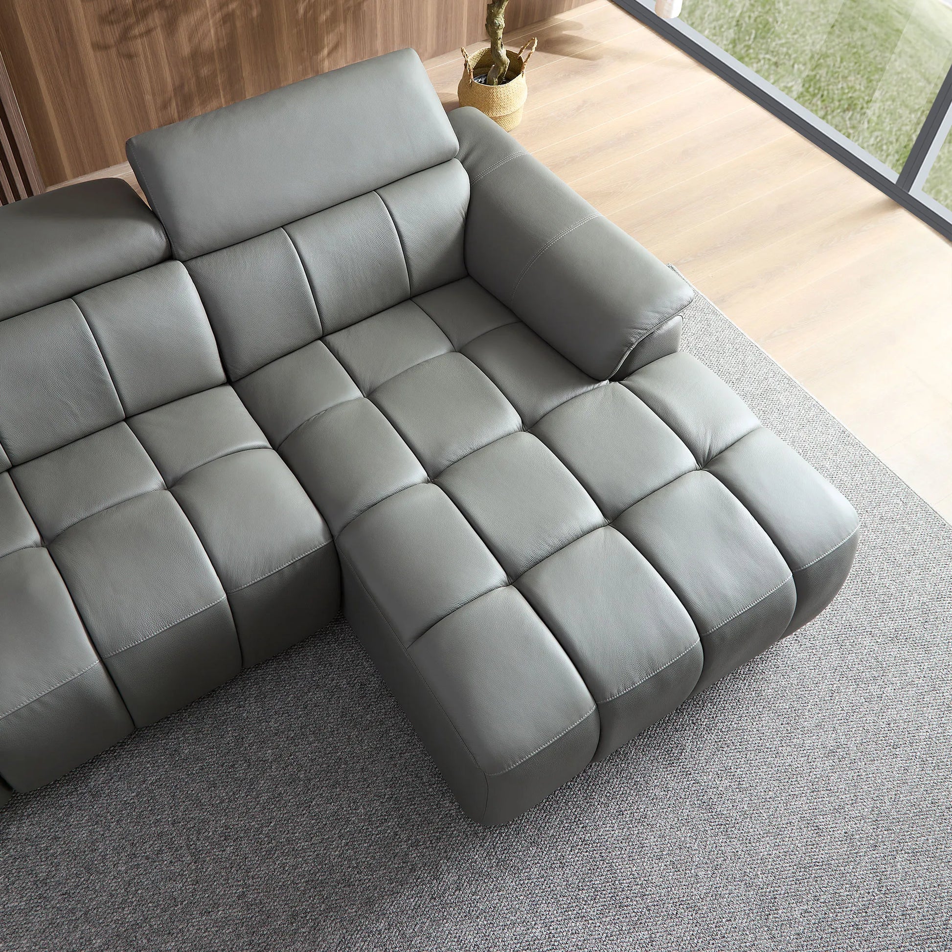 3 Seater L Shape Leather Modern Power Reclining Sofa