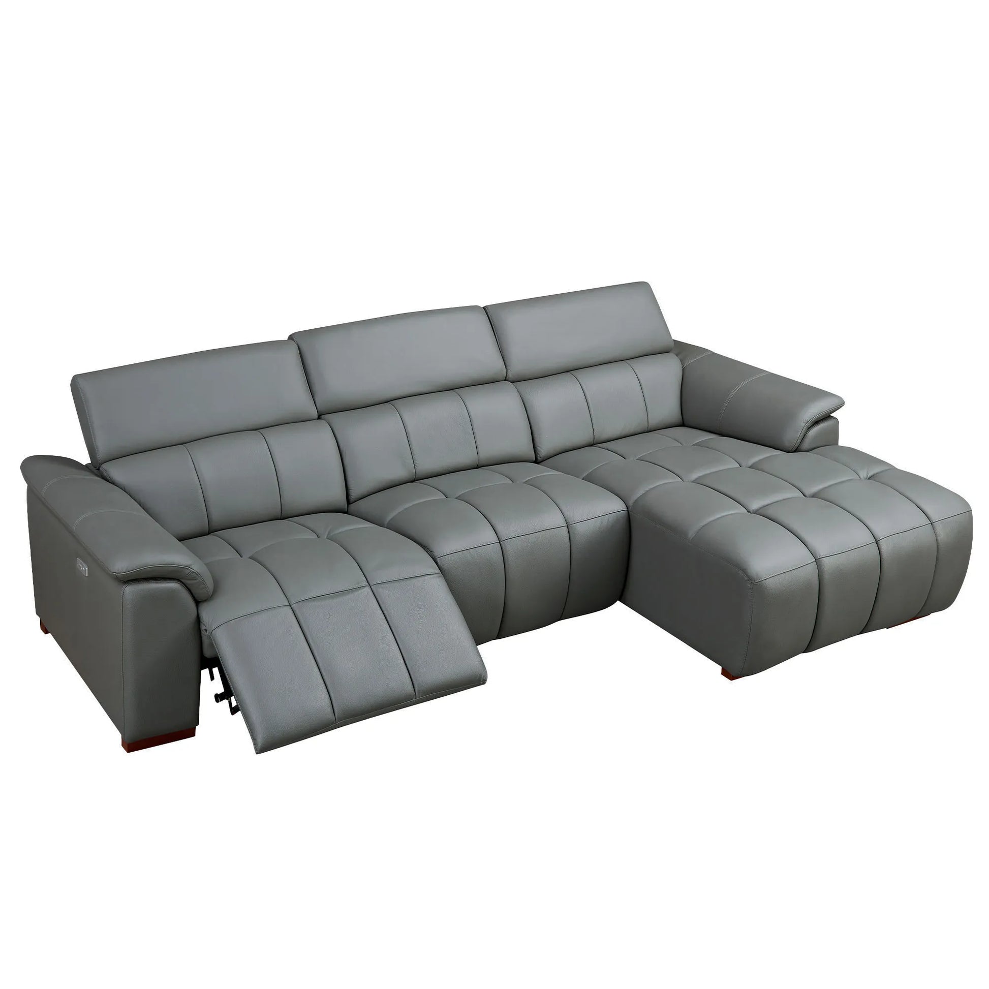 3 Seater L Shape Leather Modern Power Reclining Sofa