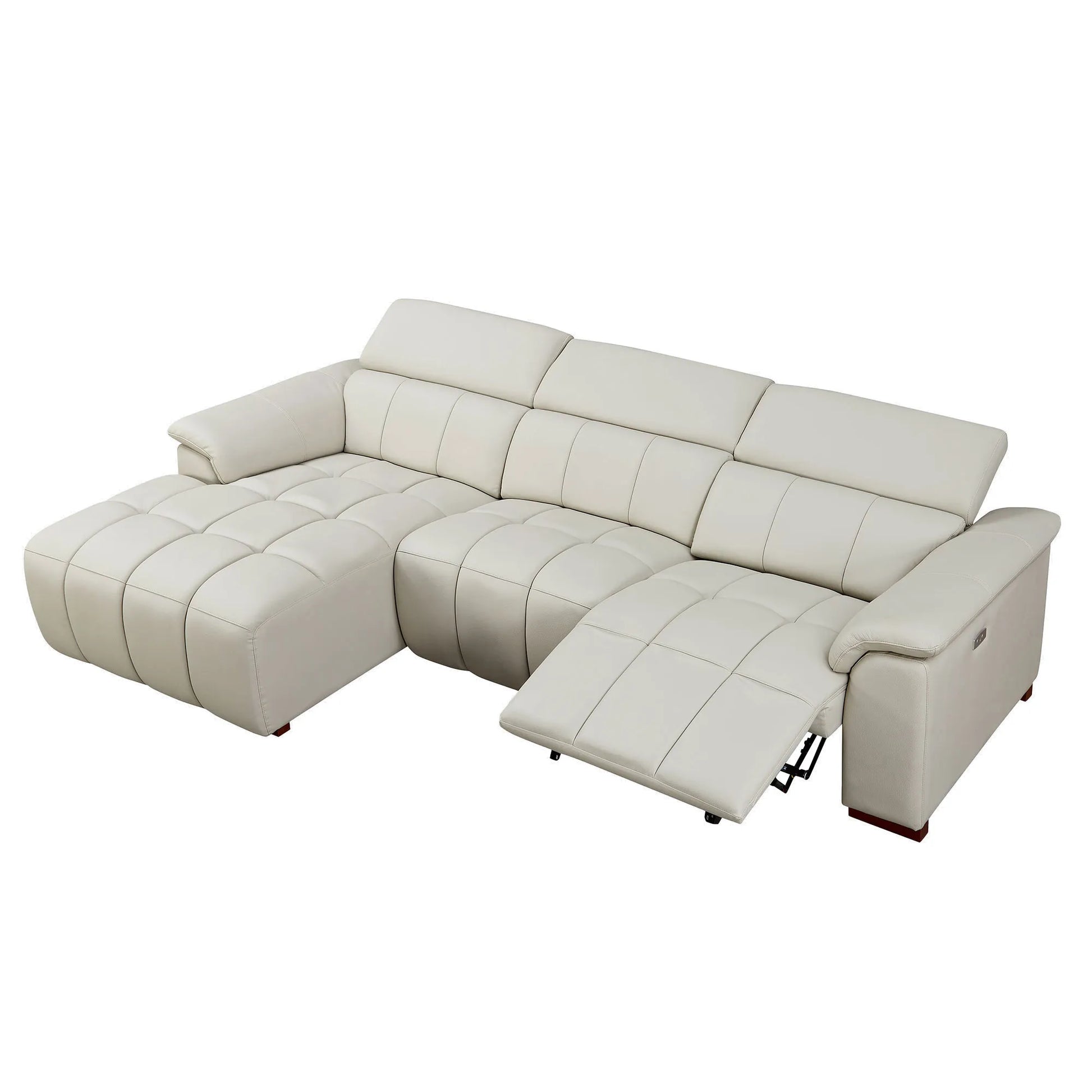 3 Seater L Shape Leather Modern Power Reclining Sofa