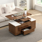 Lift-Top Foldable Coffee Table with Stools & Storage