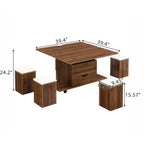 Lift-Top Foldable Coffee Table with Stools & Storage