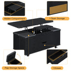 Lift-Top Foldable Coffee Table with Stools & Storage