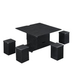 Lift-Top Foldable Coffee Table with Stools & Storage