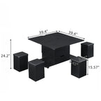 Lift-Top Foldable Coffee Table with Stools & Storage