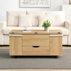 Lift-Top Foldable Coffee Table with Stools & Storage