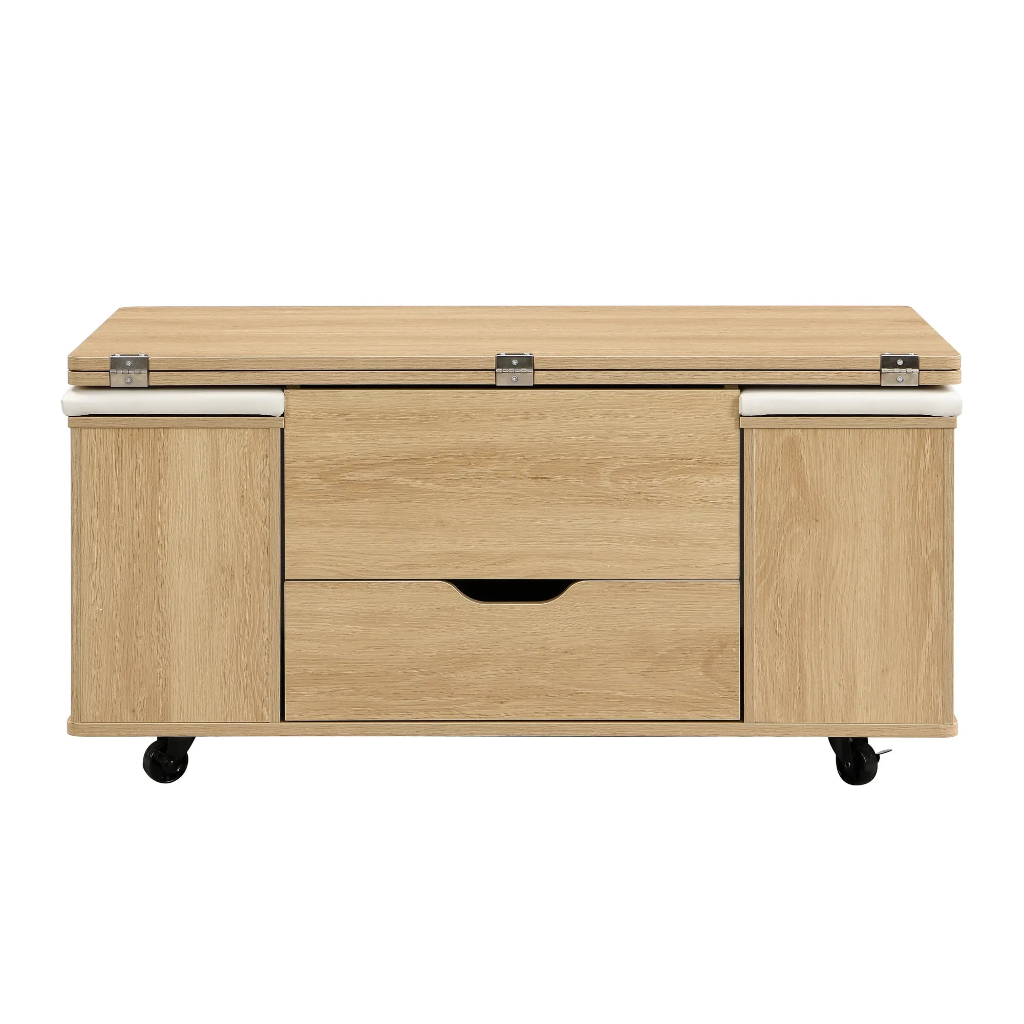 Lift-Top Foldable Coffee Table with Stools & Storage