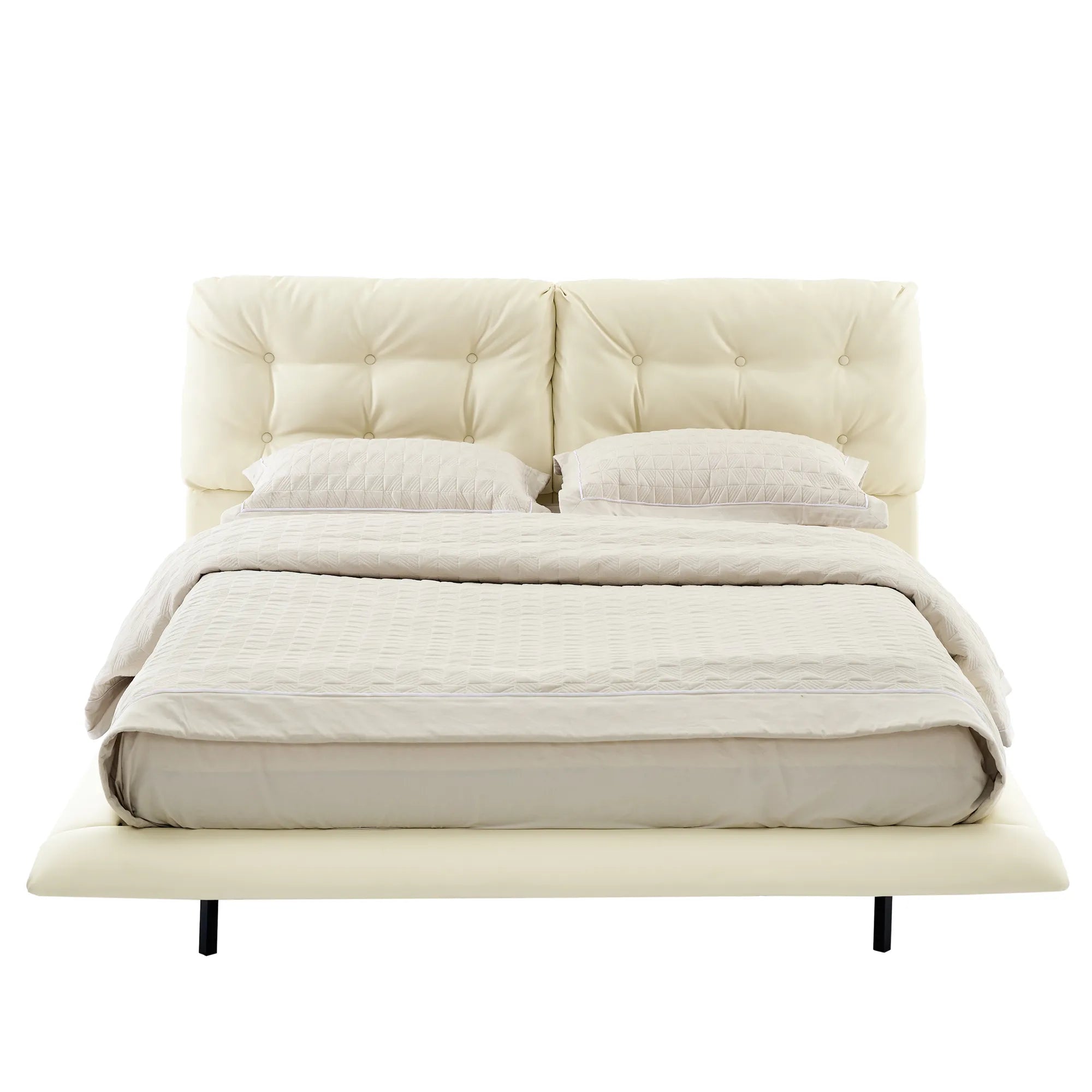 Lunara – Queen Floating Bed with PU Leather & LED Lights