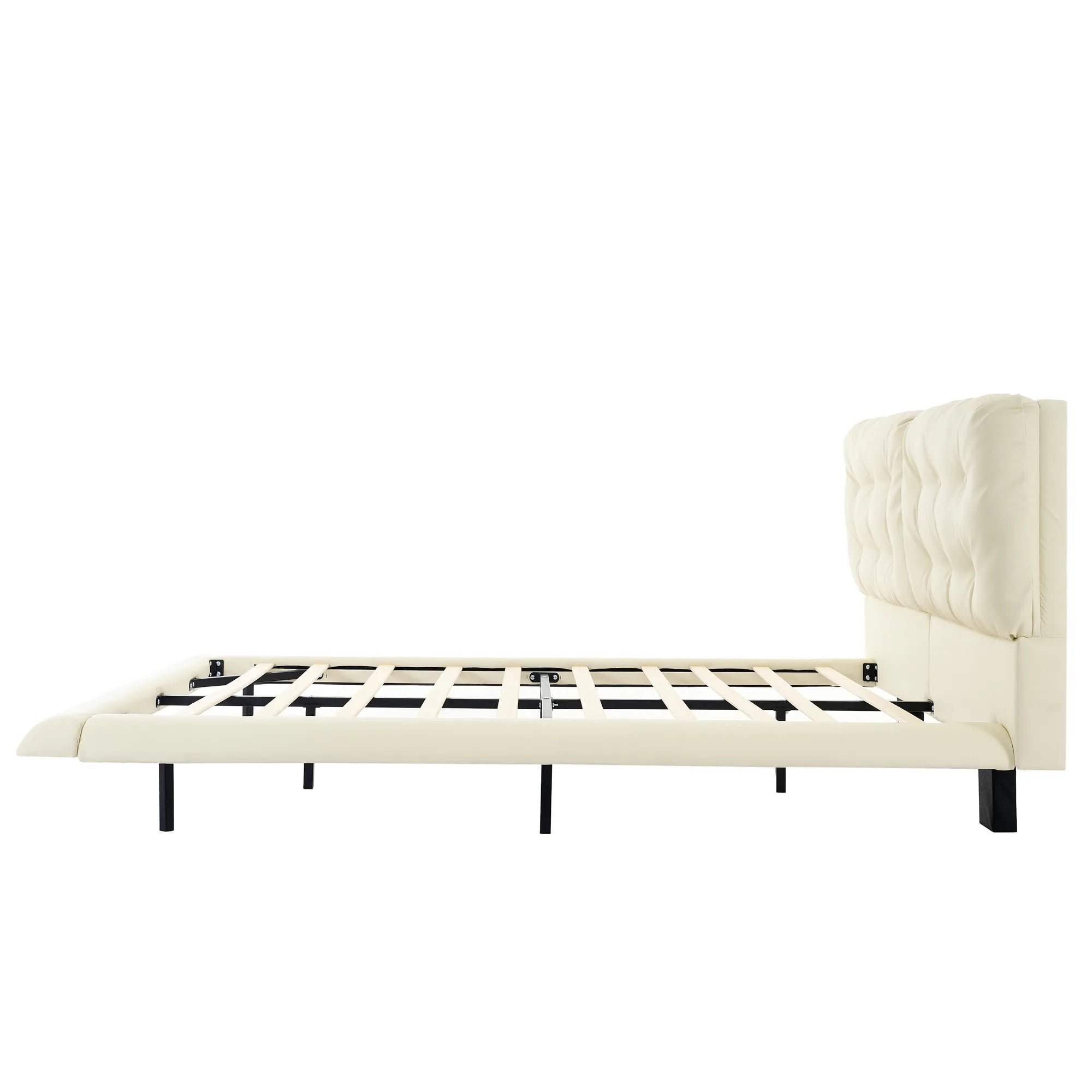 Lunara – Queen Floating Bed with PU Leather & LED Lights