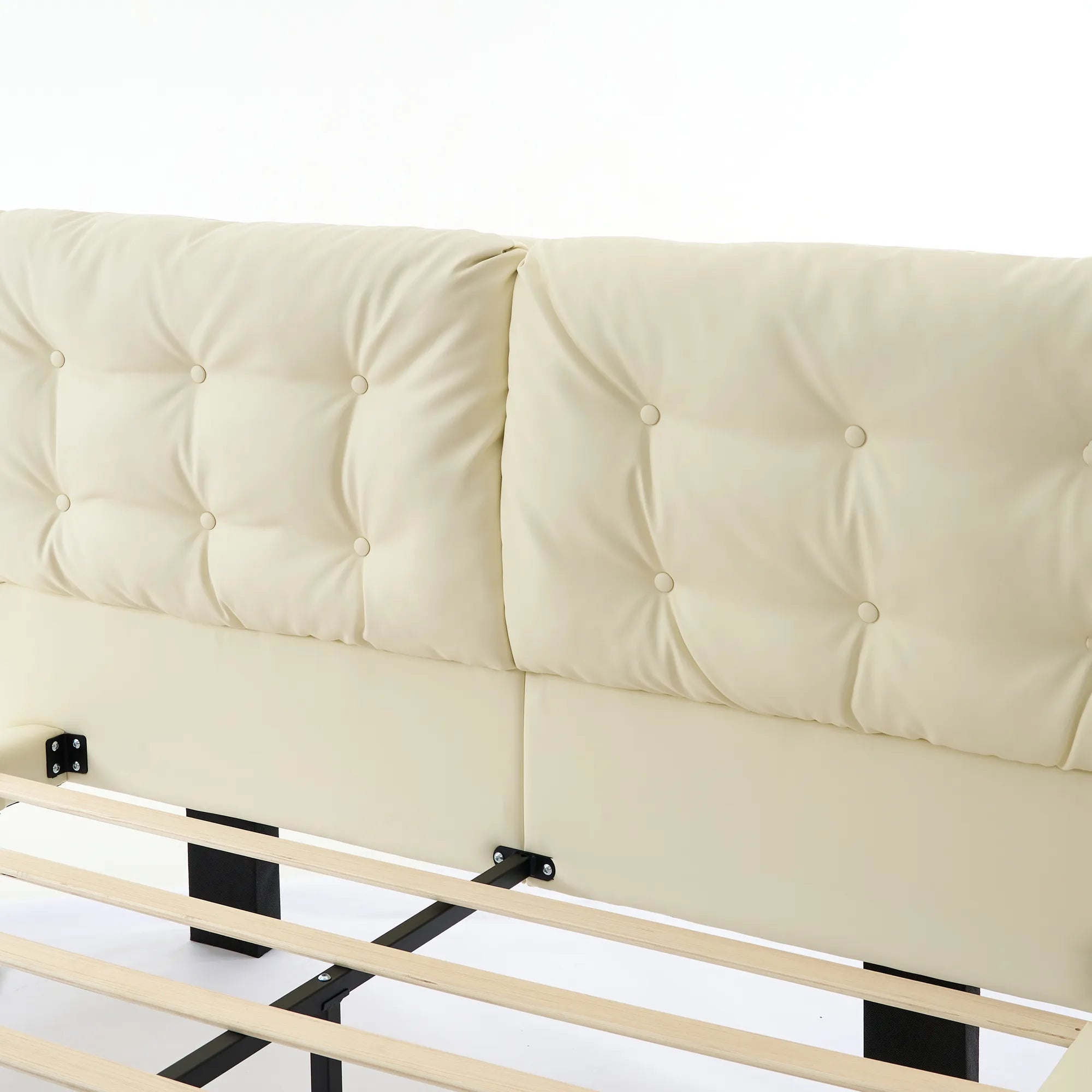 Lunara – Queen Floating Bed with PU Leather & LED Lights