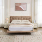 Lunara – Queen Floating Bed with PU Leather & LED Lights