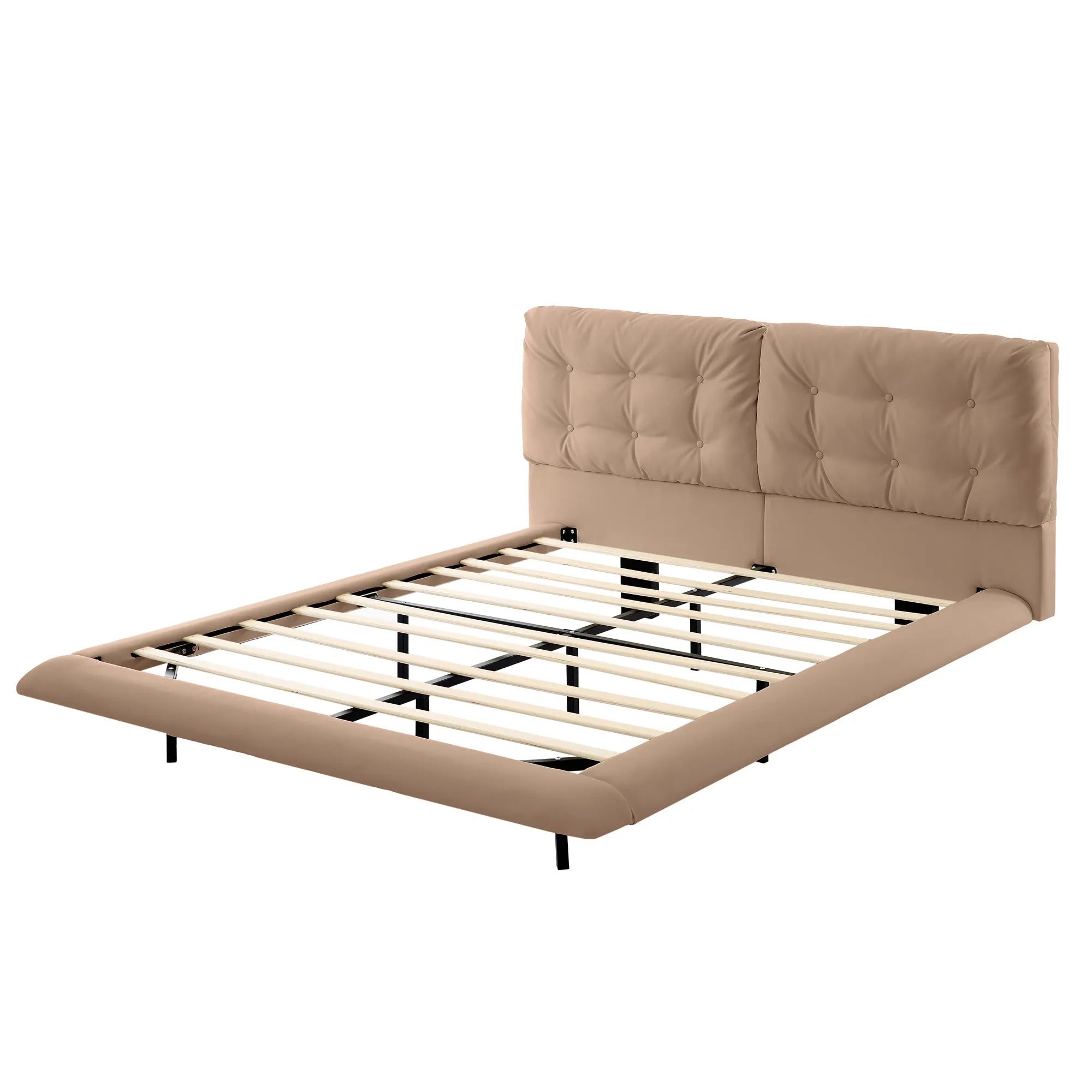 Lunara – Queen Floating Bed with PU Leather & LED Lights