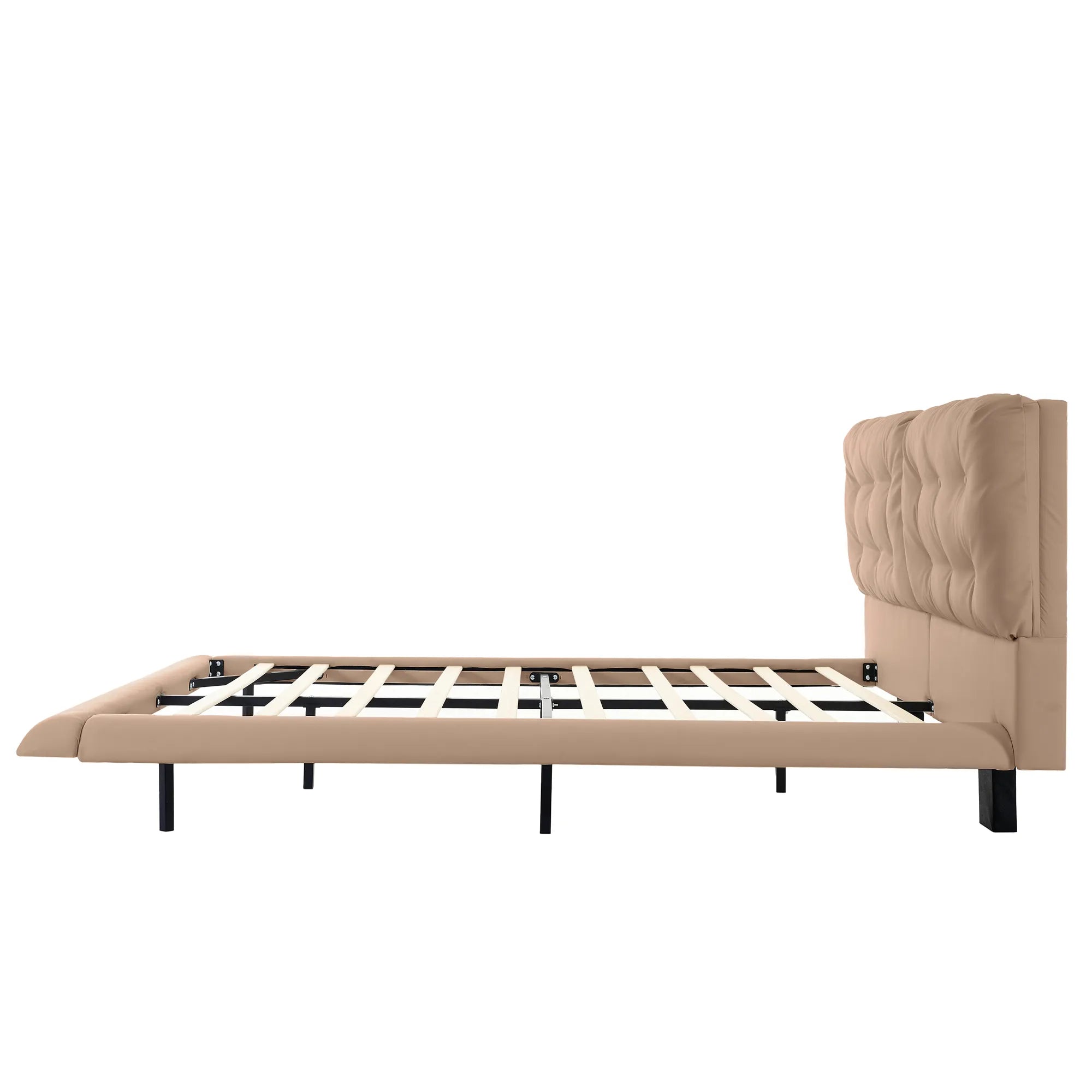 Lunara – Queen Floating Bed with PU Leather & LED Lights