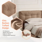 Lunara – Queen Floating Bed with PU Leather & LED Lights