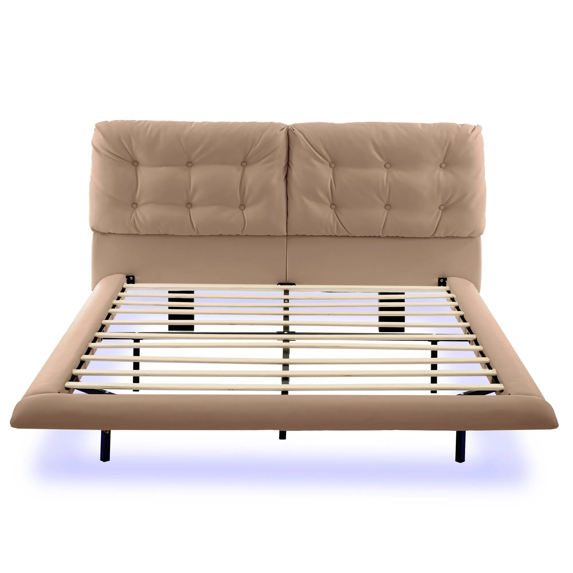 Lunara – Queen Floating Bed with PU Leather & LED Lights