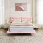 Lunara – Queen Floating Bed with PU Leather & LED Lights