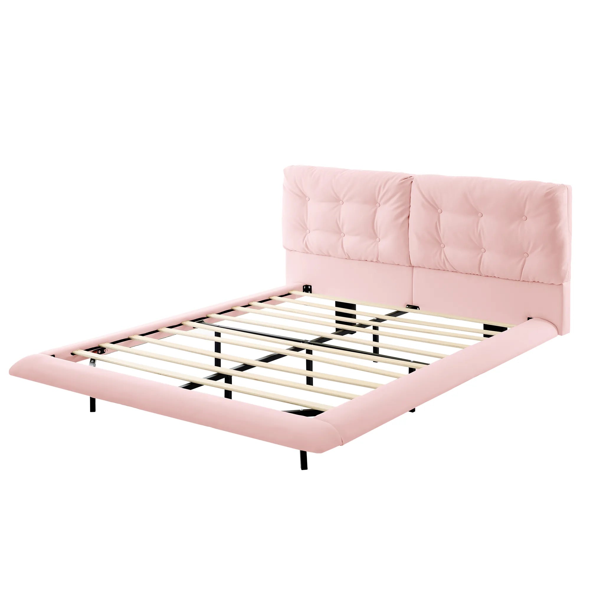 Lunara – Queen Floating Bed with PU Leather & LED Lights