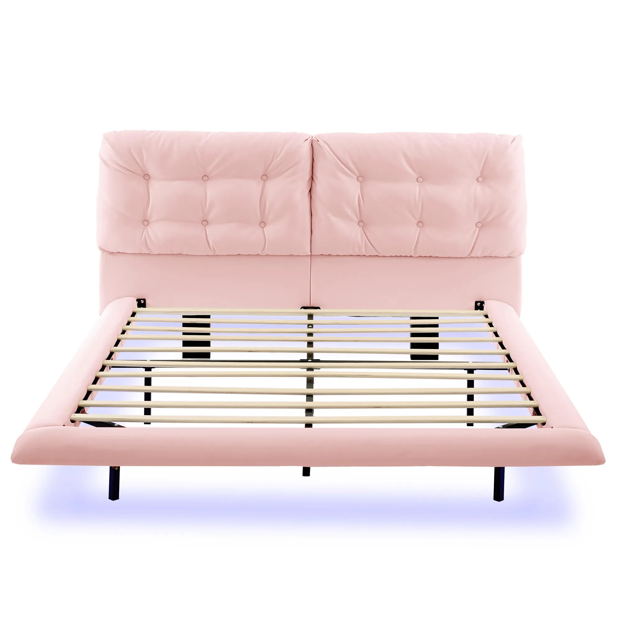Lunara – Queen Floating Bed with PU Leather & LED Lights
