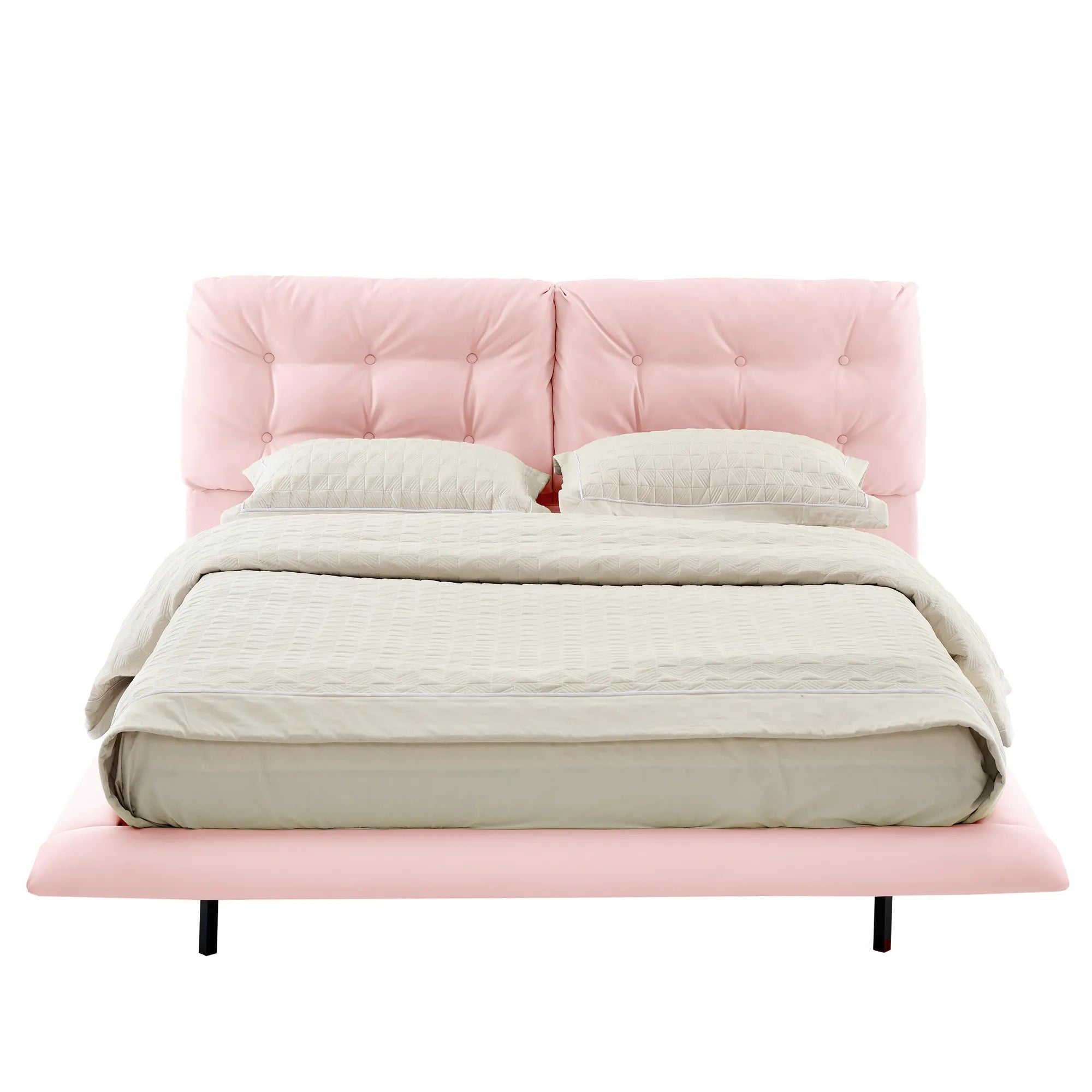 Lunara – Queen Floating Bed with PU Leather & LED Lights