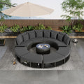 Luxury Circular Rattan Wicker Outdoor Patio Sectional Sofa Set with Coffee Table