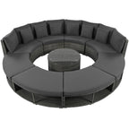 Luxury Circular Rattan Wicker Outdoor Patio Sectional Sofa Set with Coffee Table