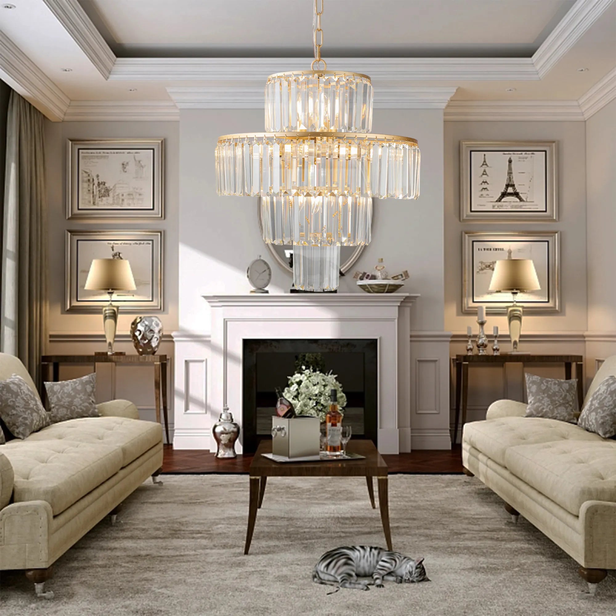 20" Luxury Crystal Modern Chandelier Light
