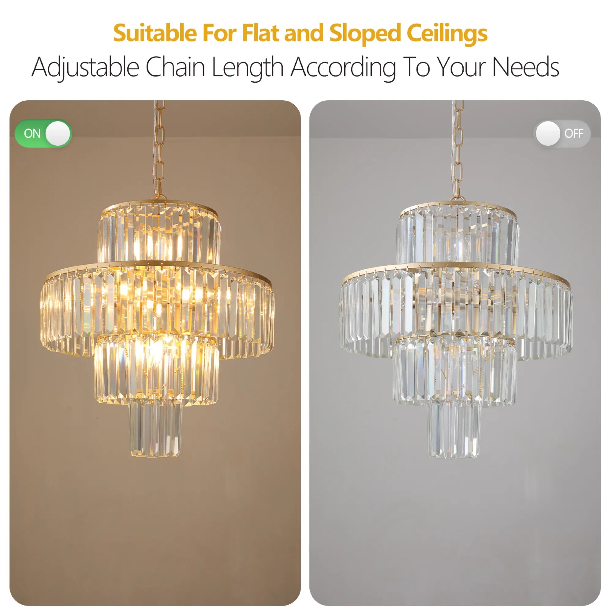 20" Luxury Crystal Modern Chandelier Light