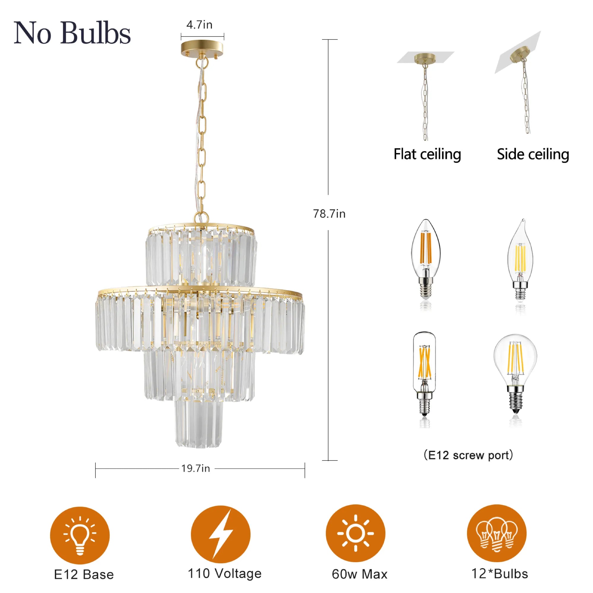 20" Luxury Crystal Modern Chandelier Light